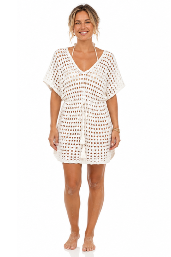 FEATHER DRAPЕ WOMEN CROCHET HAND MADE  BEACH COVER UP